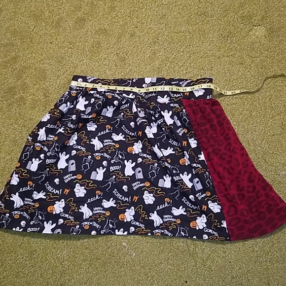 Halloween goth glitter skulls cheetah skirt circle handmade a line punk red diy - Picture 4 of 9